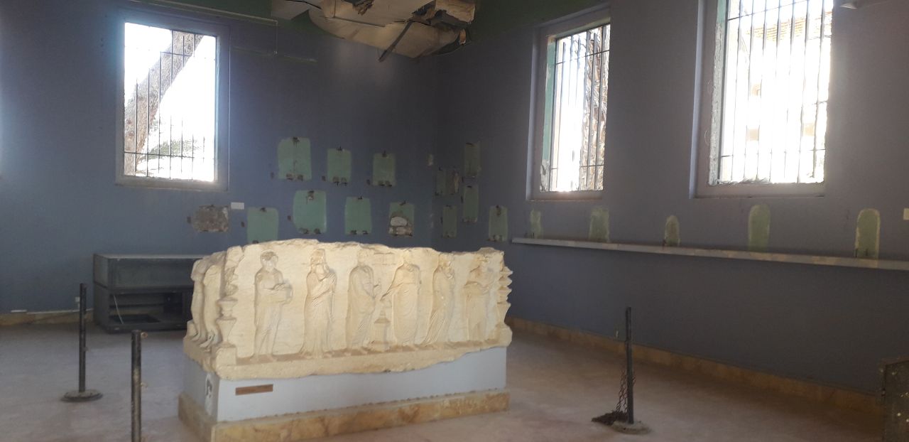 Figure 5: Photos showing the state of the artifacts inside the Palmyra Museum currently. Photo by Mohamed Fares 2025